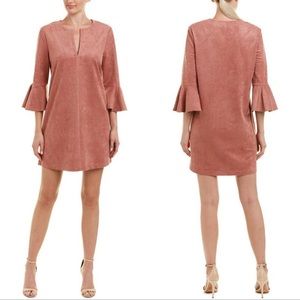 BCBGMaxAzria Catier Pink Suede Dress with Bell Sleeves